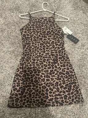 Abercrombie YPB Leopard Print Brown Halter Mini Tennis Dress